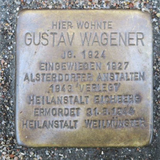 Stolperstein en memoria de Gustav Wagener