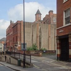 Retaining Wall, Steps And Railings Bordering Hollow Stone