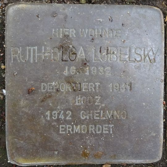 Stolperstein dedicated to Ruth-Olga Lubelsky