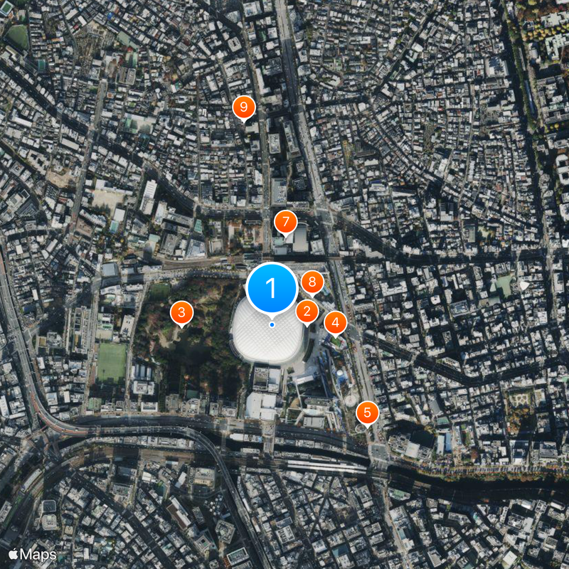 Tokyo Dome City Carte