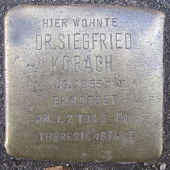 Stolperstein dedicated to Siegfried Korach