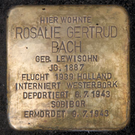 Stolperstein dedicated to Rosalie Gertrud Bach