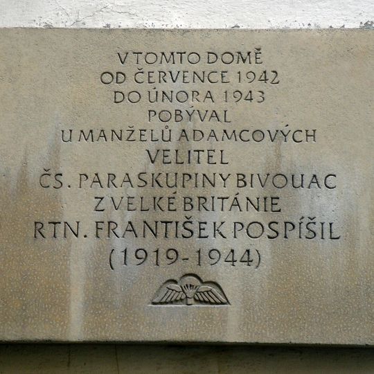 Commemorative plaque for František Pospíšil