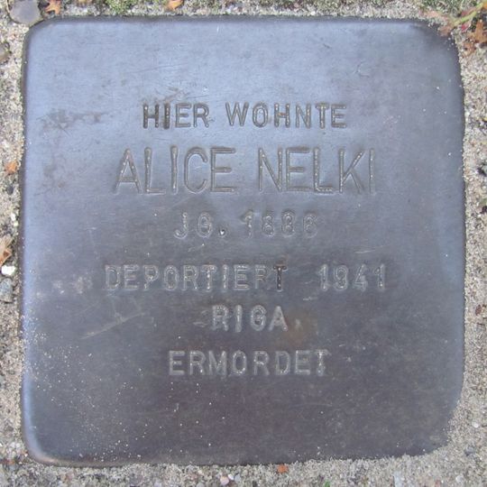 Stolperstein dedicated to Alice Nelki