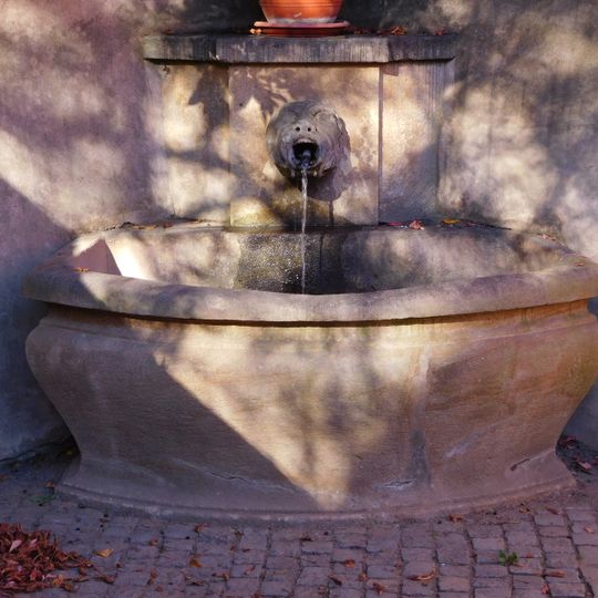 Fountain at the entrance to Palace Gardens Below Prague Castle