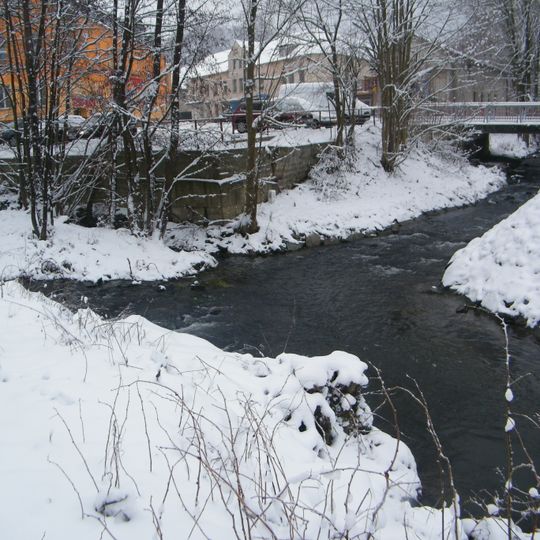 Hraniční silniční most přes Vilémovský potok mezi Dolní Poustevnou a Sebnitz