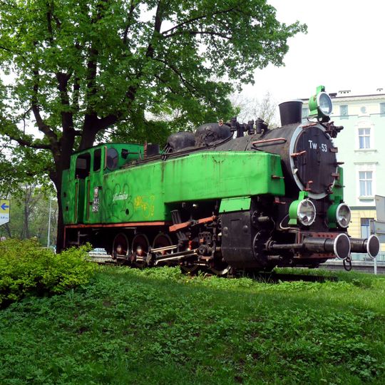 Lokomotywa na placu Dworcowym w Raciborzu