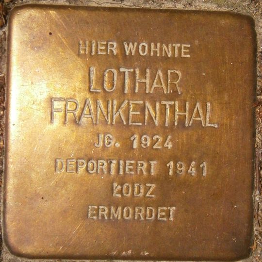Stolperstein dedicated to Lothar Frankenthal