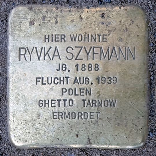 Stolperstein dedicated to Ryvka Szyfmann