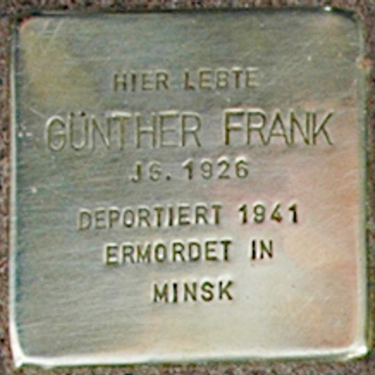 Stolperstein dedicated to Günther Frank