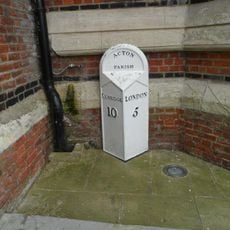 Milepost, High Street; St Mary's Church, entrance