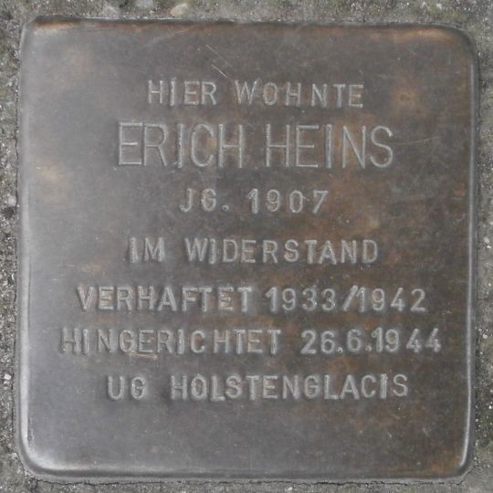 Stolperstein en memoria de Erich Heins