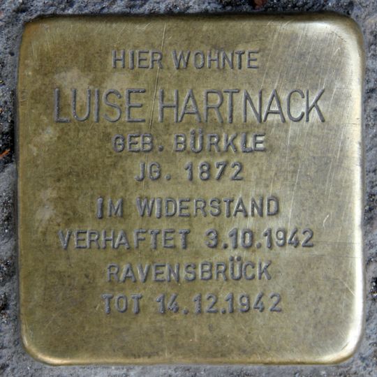 Stolperstein dedicated to Luise Hartnack