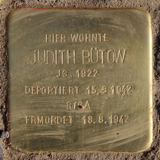 Stolperstein dedicated to Judith Bütow
