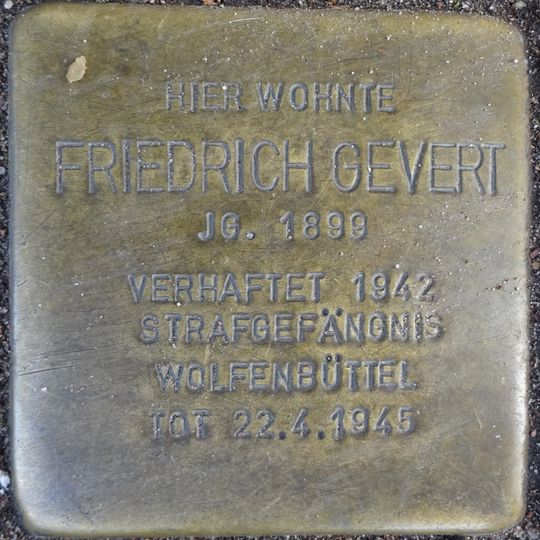 Stolperstein en memoria de Friedrich Gevert