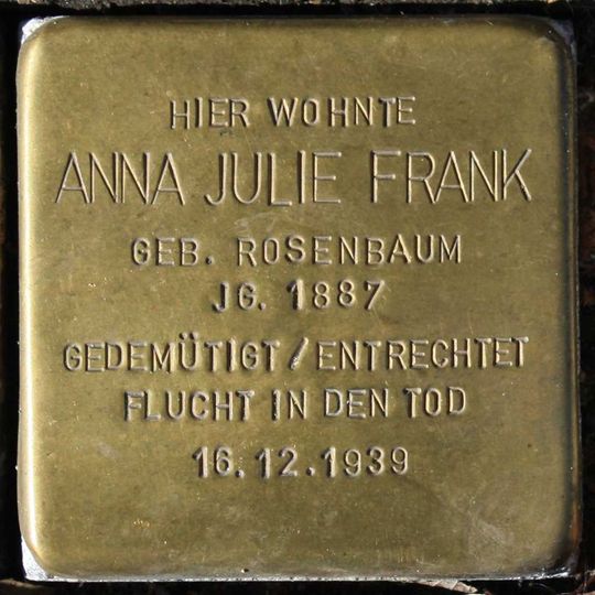 Stolperstein en memoria de Anna Julie Frank