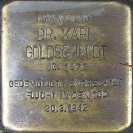 Stolperstein à la mémoire de Dr. Karl Goldschmidt