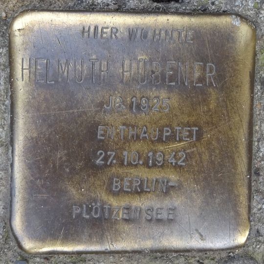 Stolperstein en memoria de Helmuth Hübener