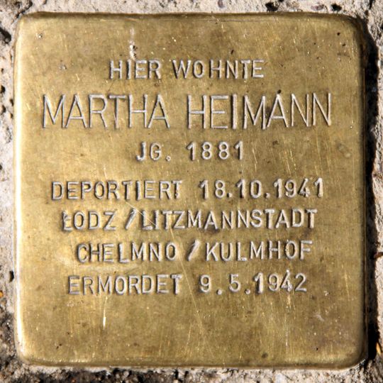 Stolperstein dedicated to Martha Heimann