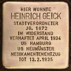 Stolperstein dedicated to Heinrich Geick