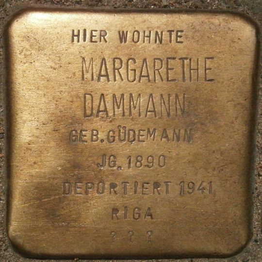 Stolperstein dedicated to Margarethe Dammann