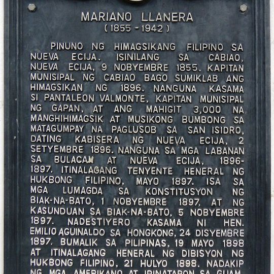 Mariano Llanera historical marker