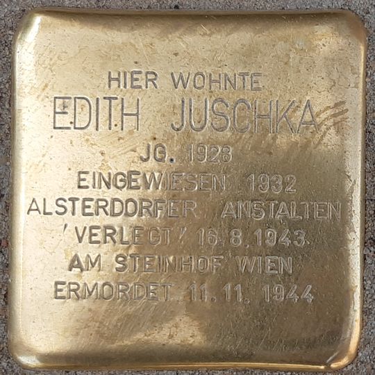 Stolperstein en memoria de Edith Juschka