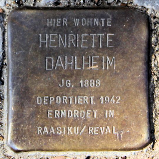 Stolperstein dedicated to Henriette Dahlheim