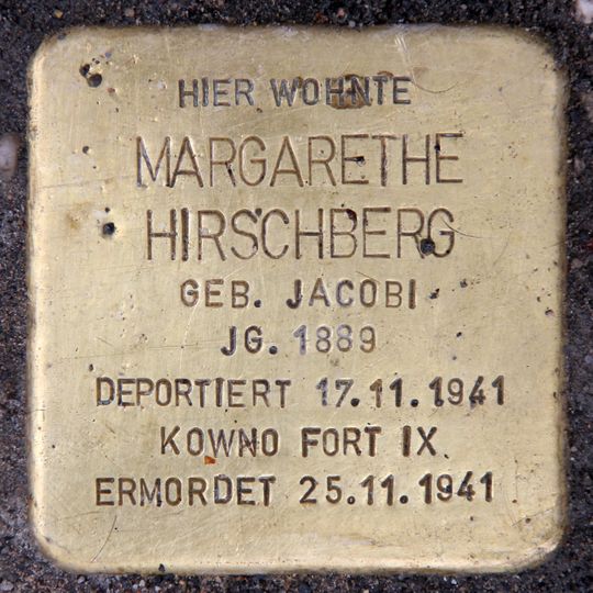 Stolperstein en memoria de Margarethe Hirschberg