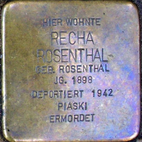 Stolperstein dedicated to Recha Rosenthal