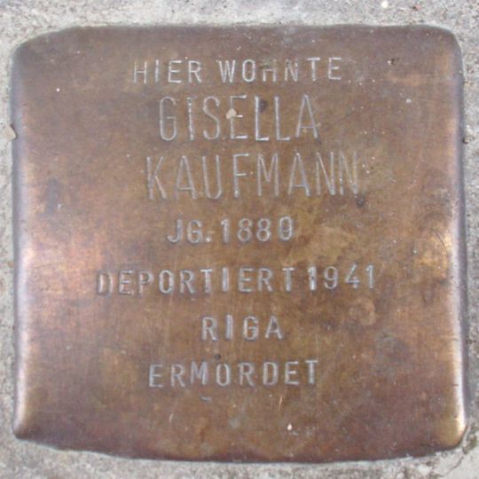 Stolperstein dedicated to Gisella Kaufmann