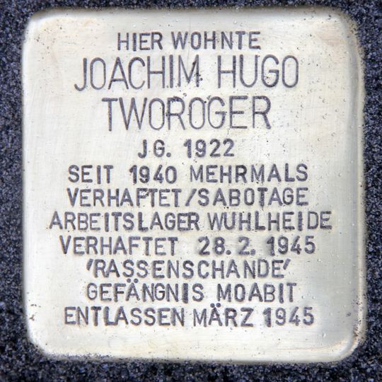 Stolperstein en memoria de Joachim Hugo Tworoger