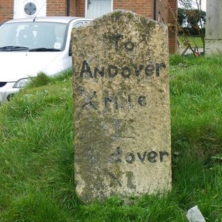 Milestone In Front Of Milend, At South End Of Village