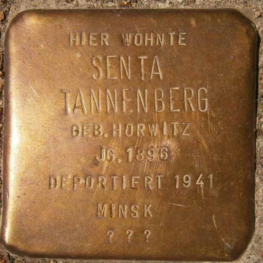 Stolperstein dedicated to Senta Tannenberg