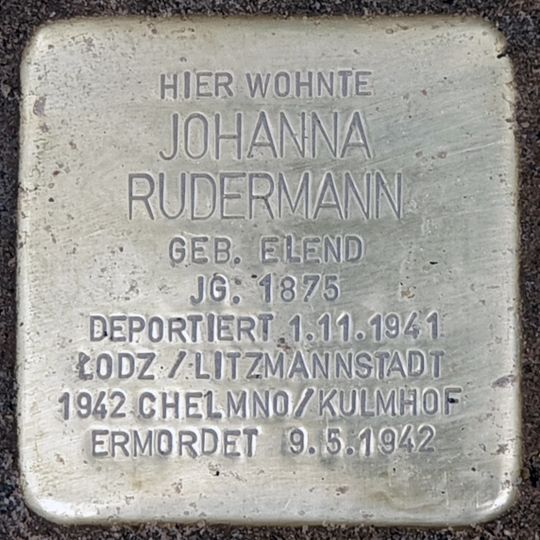 Stolperstein en memoria de Johanna Rudermann