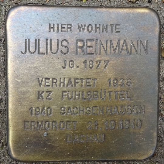 Stolperstein en memoria de Julius Reinmann