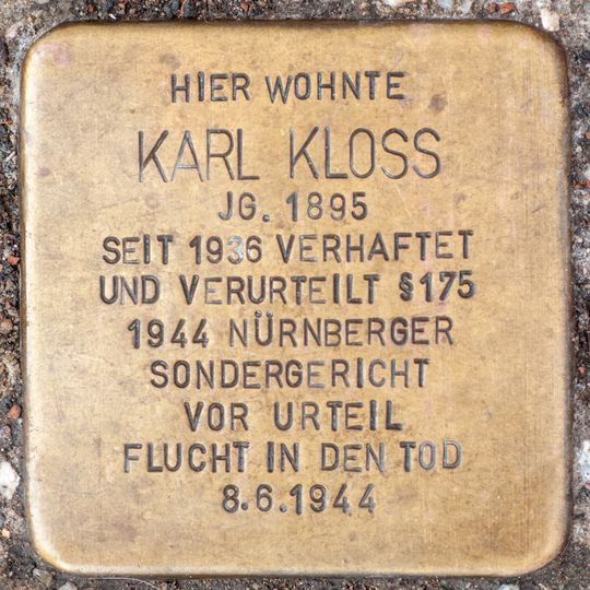 Stolperstein à la mémoire de Karl Friedrich Kloss