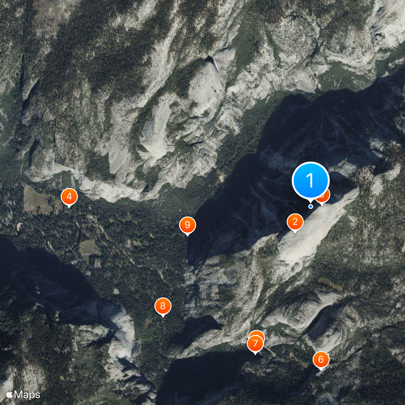 Regular Northwest Face of Half Dome Map