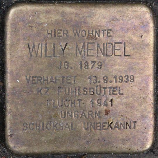 Stolperstein dedicated to Willy Mendel