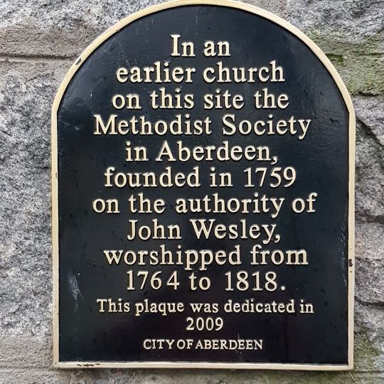 Commemorative plaque to the Methodist Society Aberdeen