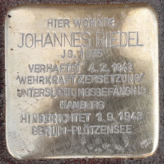 Stolperstein em memória de Johannes Riedel
