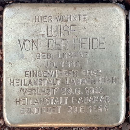 Stolperstein en memoria de Luise von der Heide