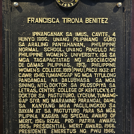 Francisca Tirona Benitez historical marker