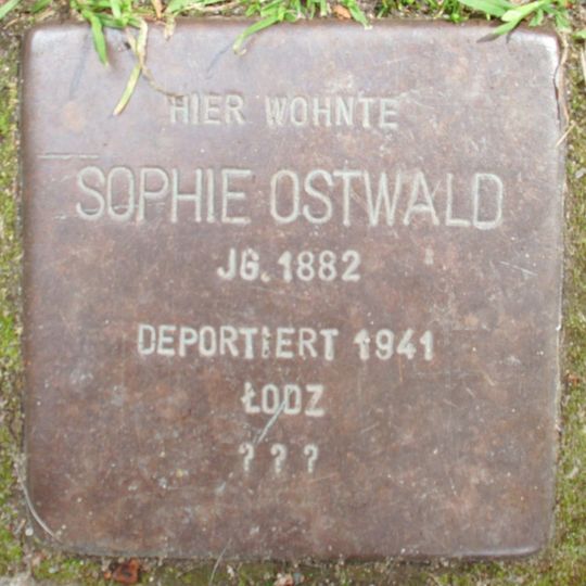 Stolperstein dedicated to Sophie Ostwald