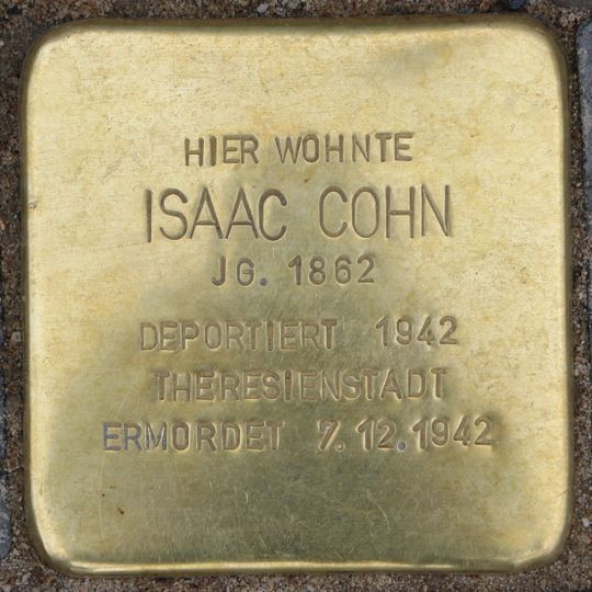 Stolperstein dedicated to Isaac Cohn