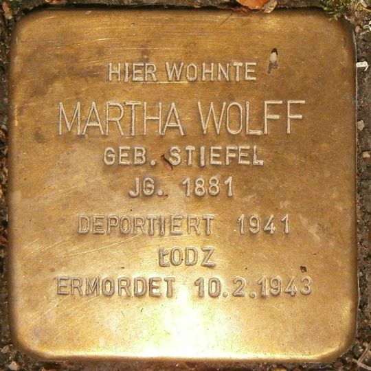 Stolperstein dedicated to Martha Wolff