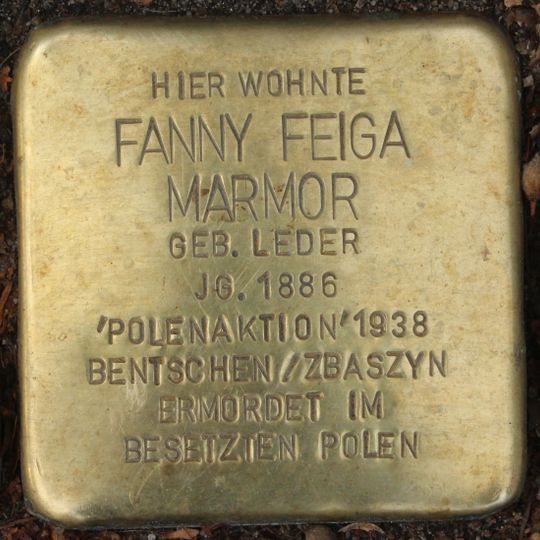 Stolperstein dedicated to Fanny Feiga Marmor