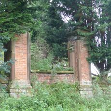 Roadside wall and gatepiers, and the west terrace walls at Utkinton Hall