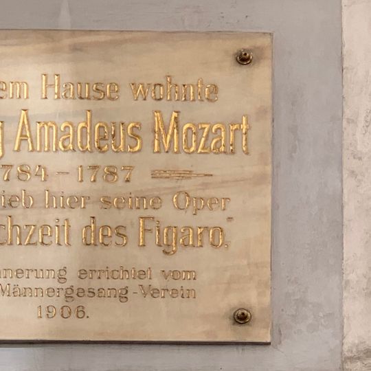 Gedenktafel für Wolfgang Amadeus Mozart