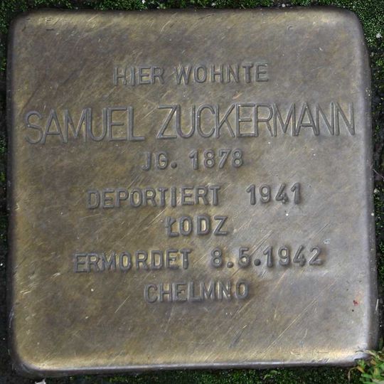 Stolperstein à la mémoire de Samuel Zuckermann